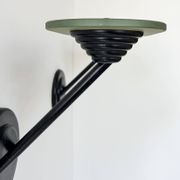 Pair of vintage wall lights in black metal and frosted glass, Italy 1980.