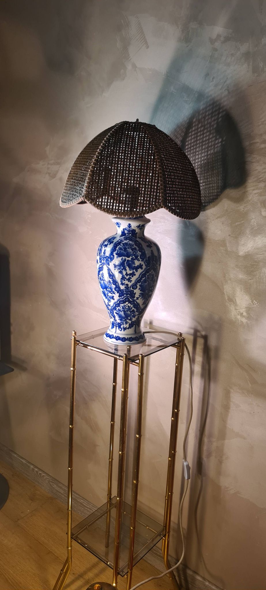 Large blue porcelain lamp 66x41 lampshade asia, japan, china elec new