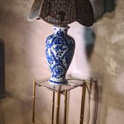 Large blue porcelain lamp 66x41 lampshade asia, japan, china elec new