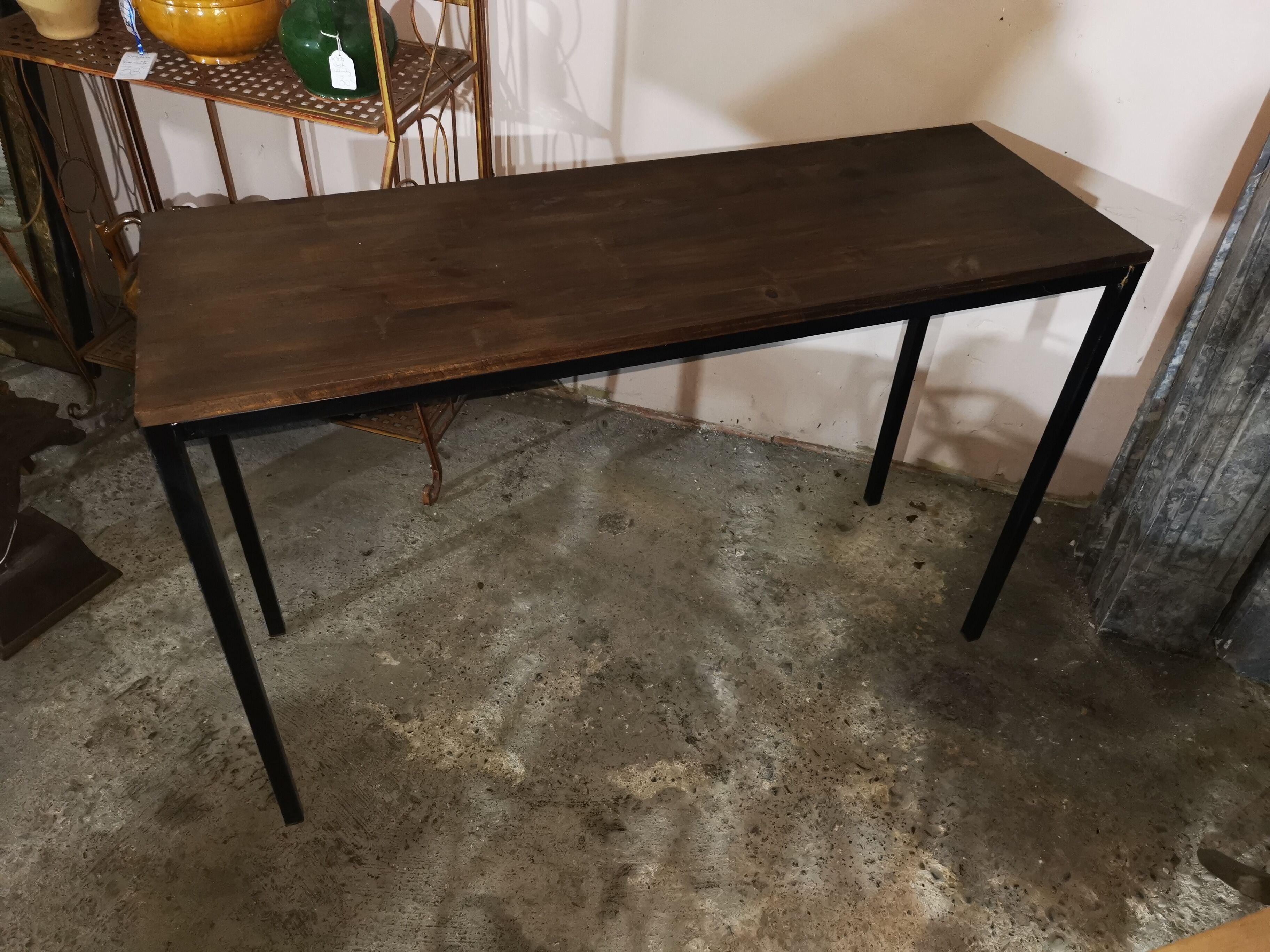 Vintage wood and iron console