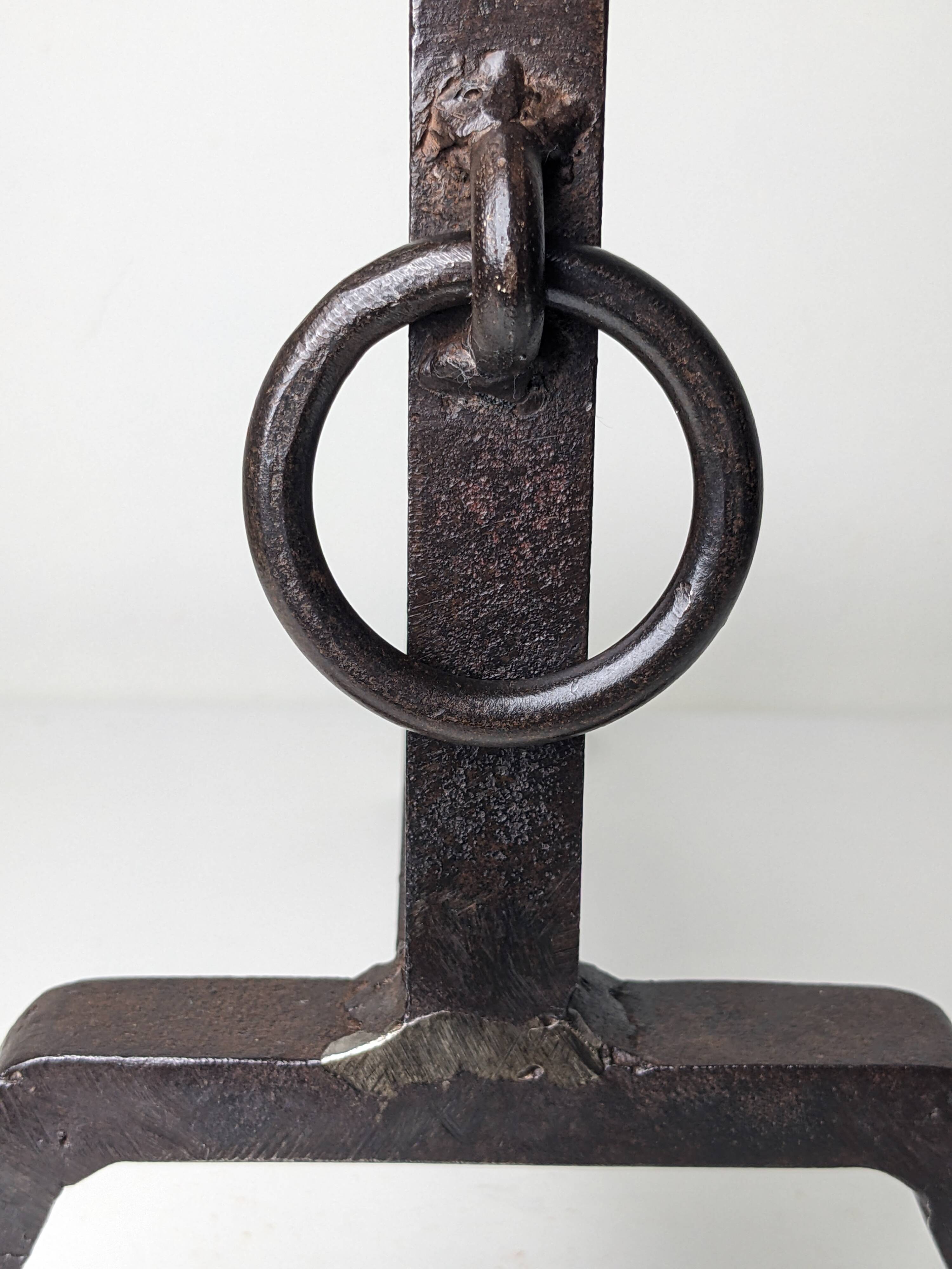 Pair of modernist wrought iron andirons - 1950s