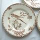 3 GIEN's Maroon Bird Dessert Plates, Provençal style with Hirondelle