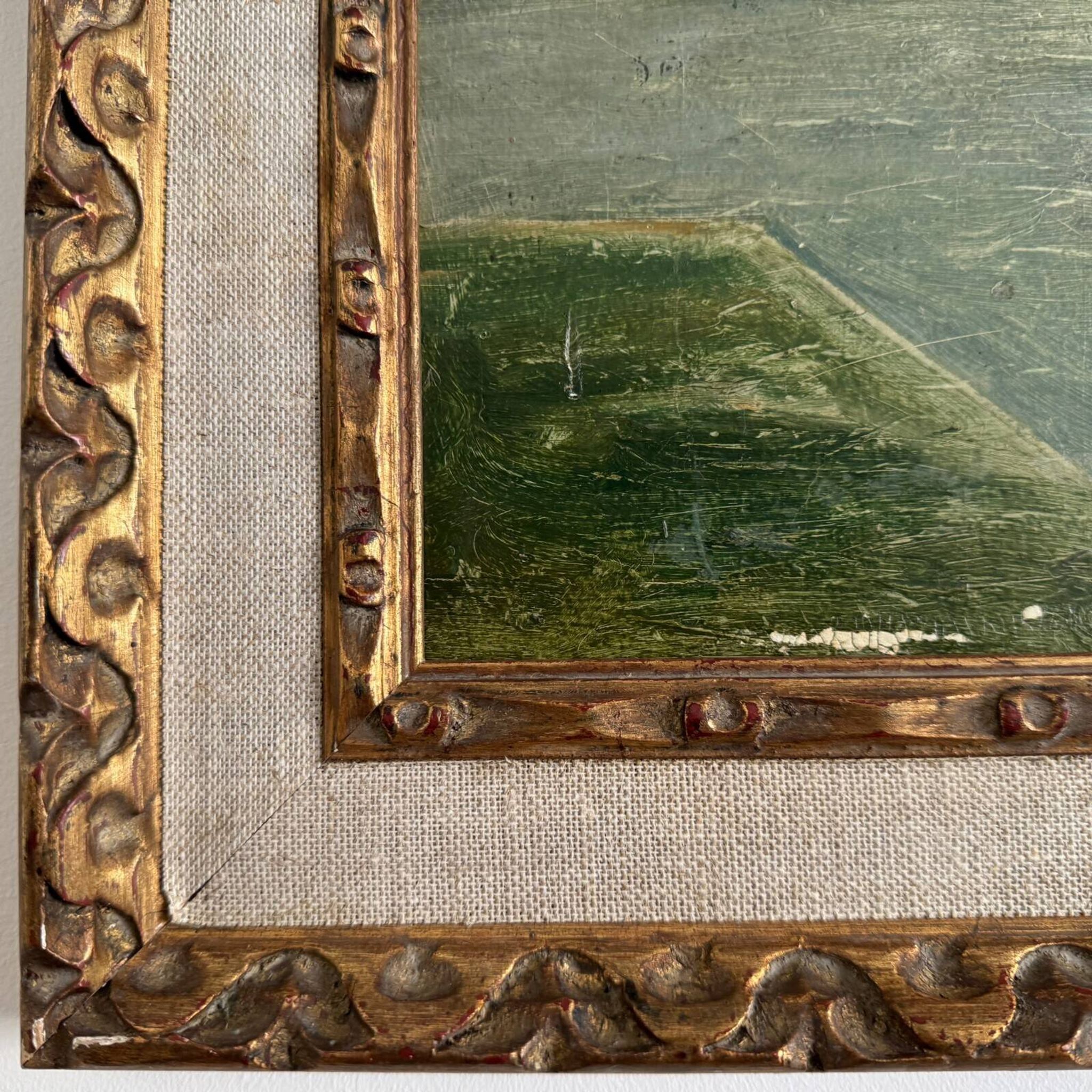Huile sur carton "Le Croisic jetée en bord de mer", début XXe