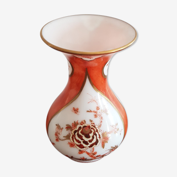 Vase orange motif fleurs