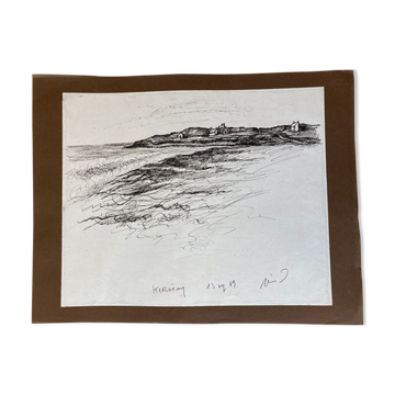 Drawing - view of kersiny - brittany