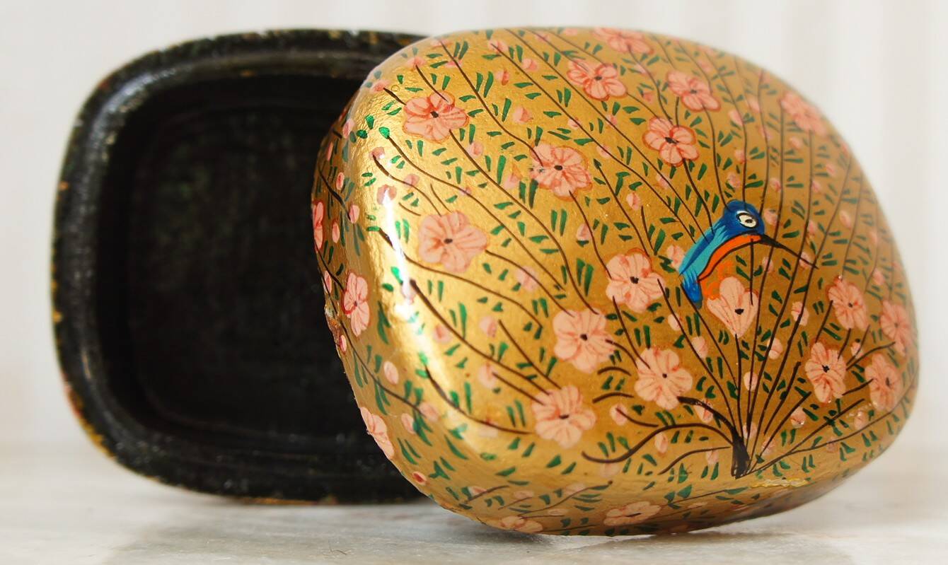 Lacquered & painted "peacock" box