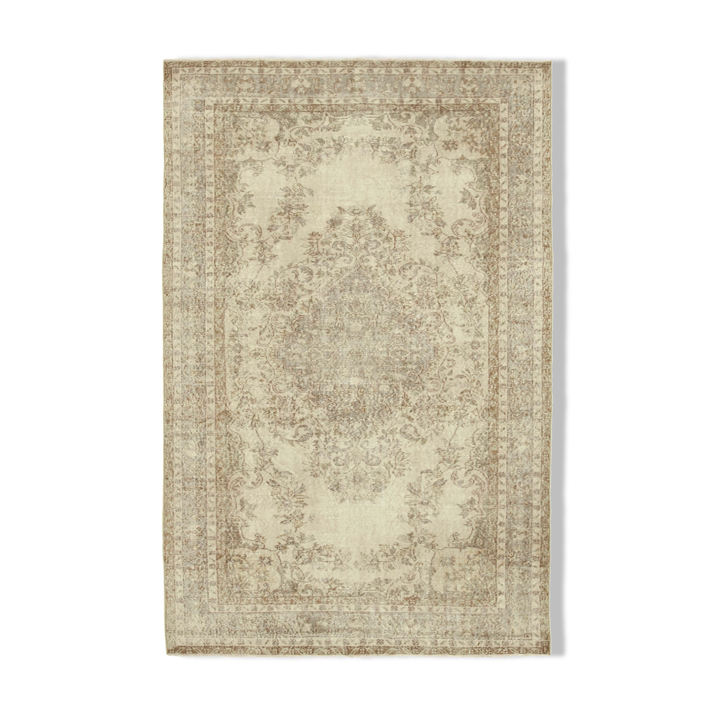 Handwoven contemporary anatolian beige carpet 193 cm x 300 cm