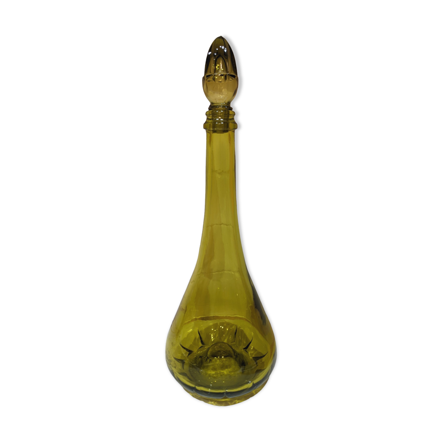Vintage amber green olive decanter