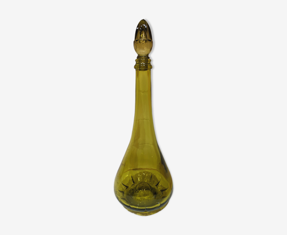 Carafe vintage vert ambrée olive
