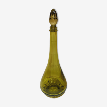 Vintage amber green olive decanter