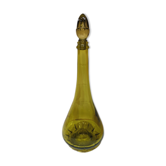 Vintage amber green olive decanter