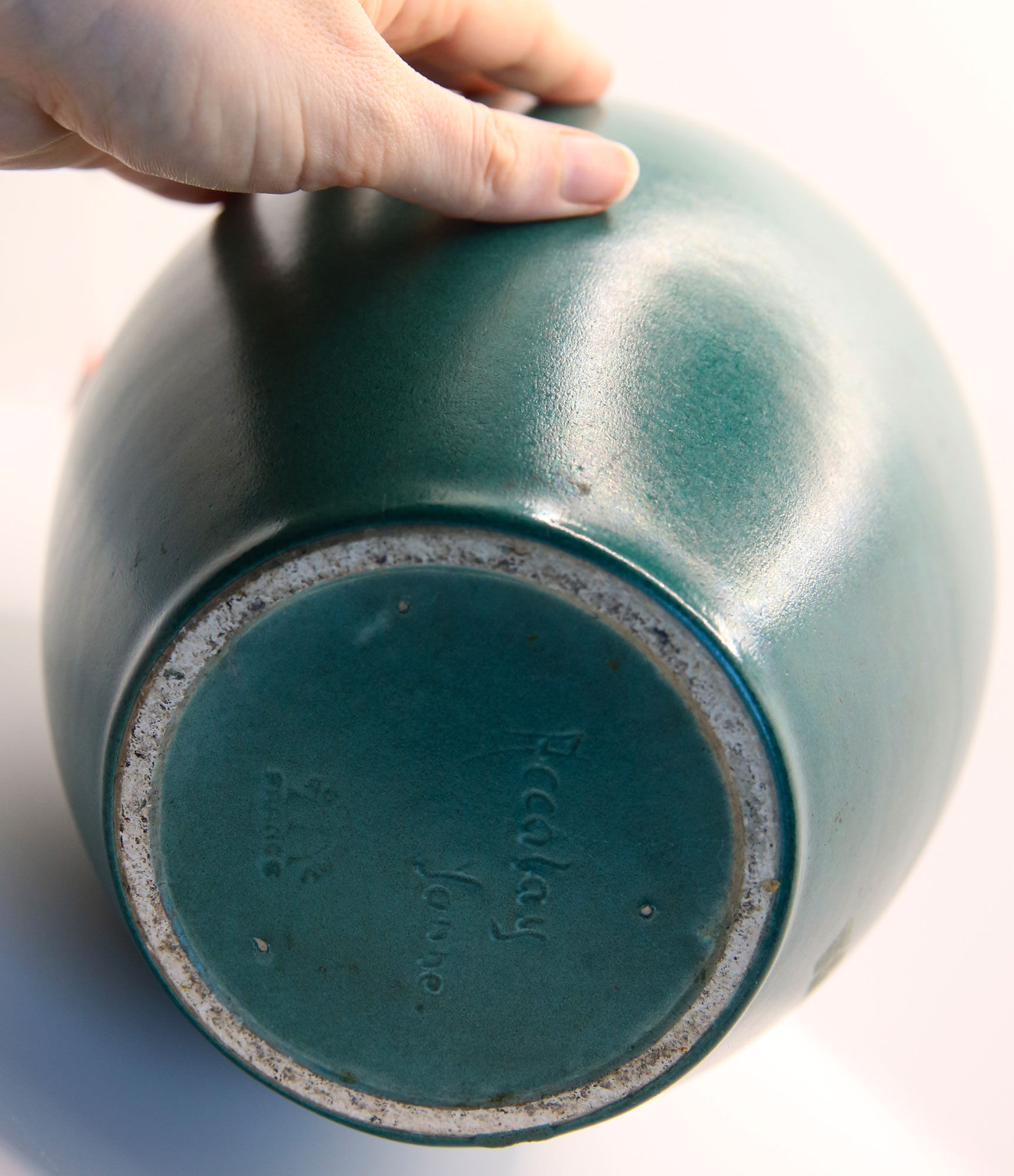 Vase XL malachite green and lemon yellow from Accolay
