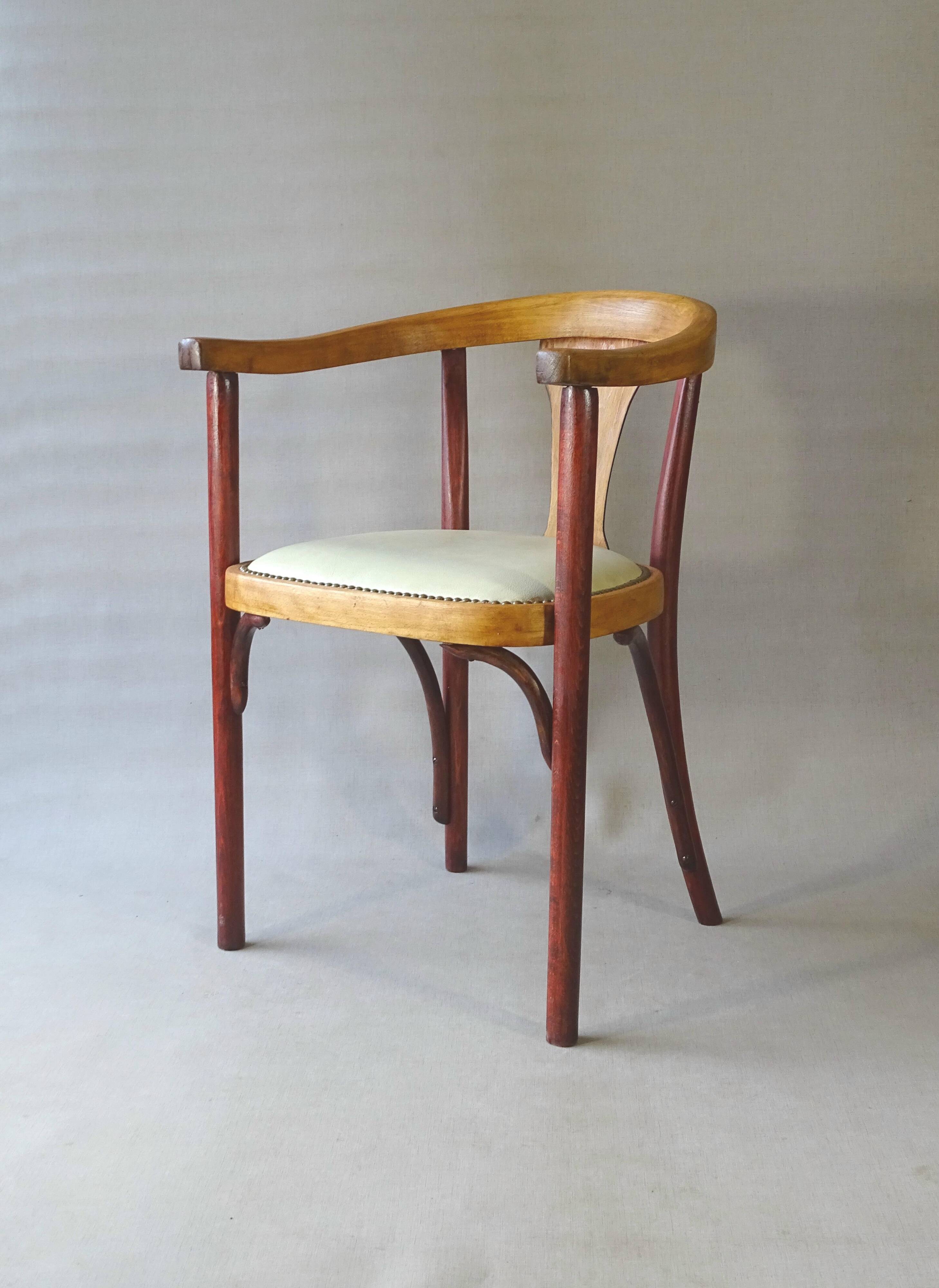 Thonet Art Deco armchair 1930, No. A 967 F, leather saddle.