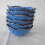 6 blue sandstone ceramic ramekin cups