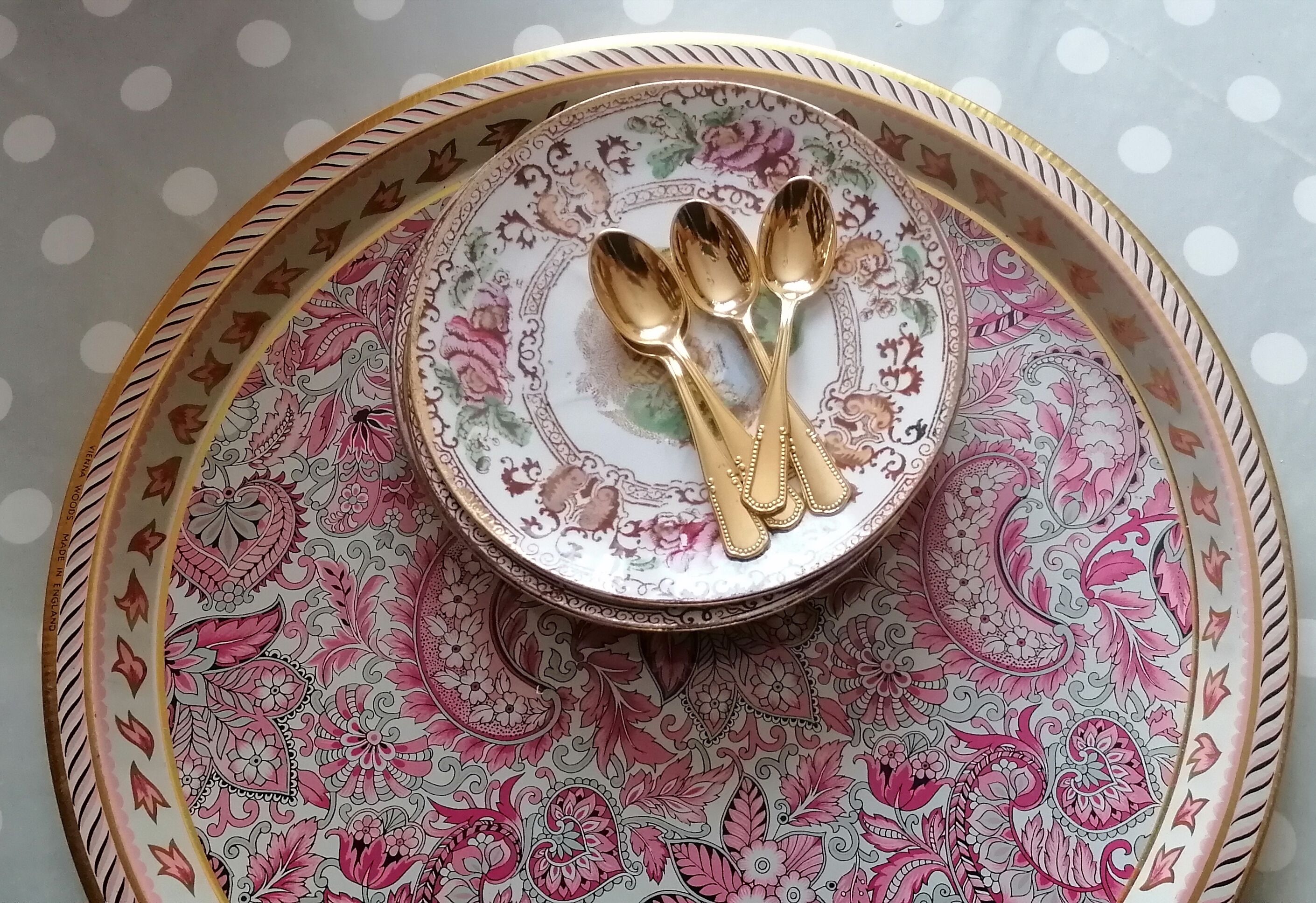 Metal tray Vienna Woods printed cachmire 70s