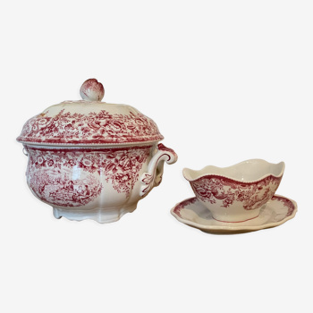 Soupière et saucière ancienne Luneville KG