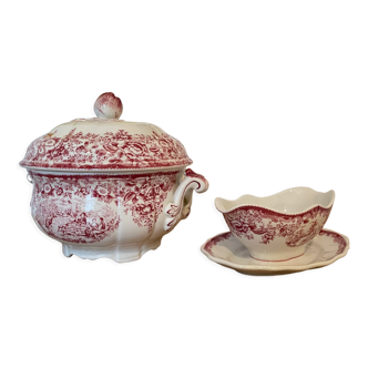 Soupière et saucière ancienne Luneville KG