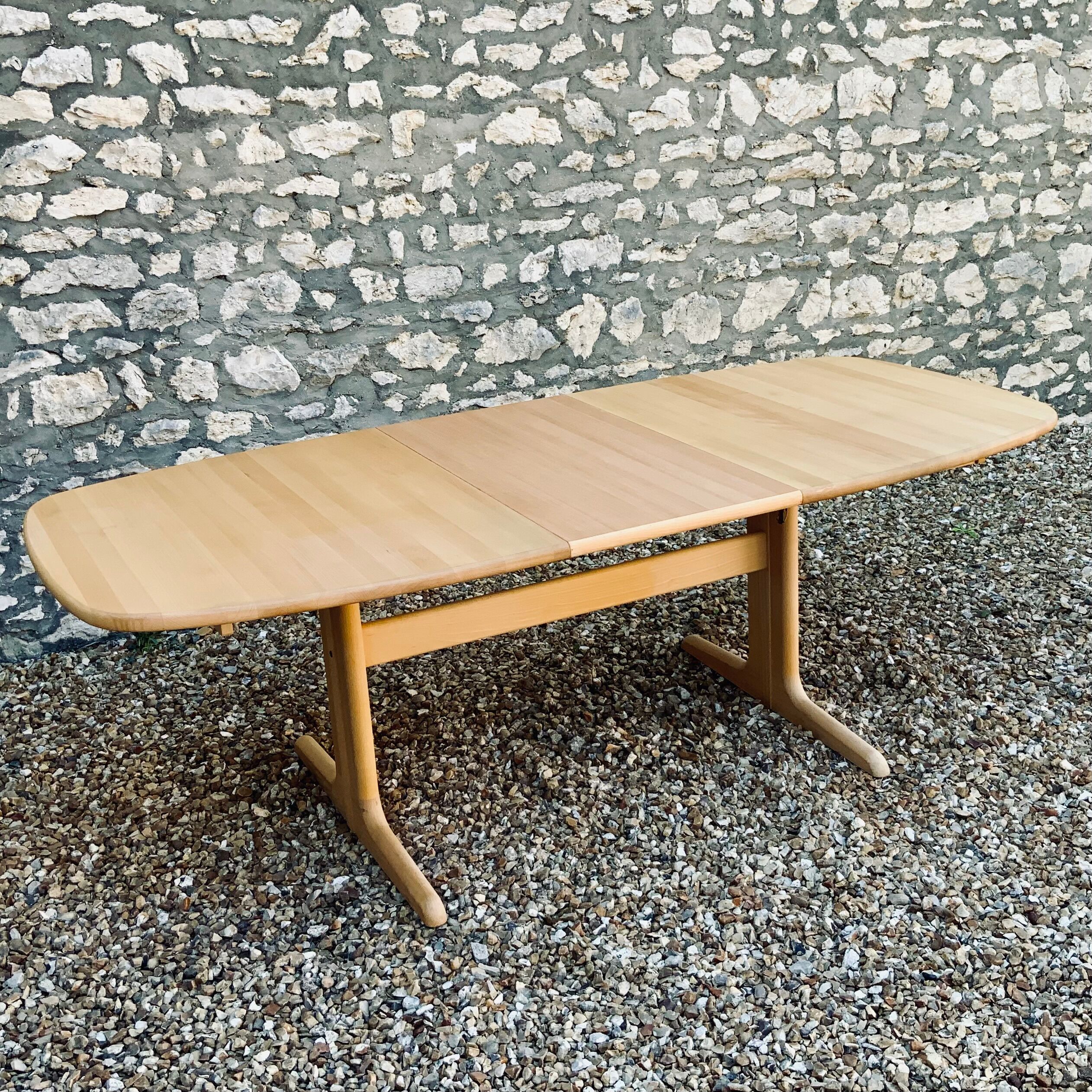 Scandinavian Design Extension Table 1960/70 In Solid Beech