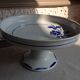Cup on foot in white ceramic and blue flowers / vintage 50-60 years
