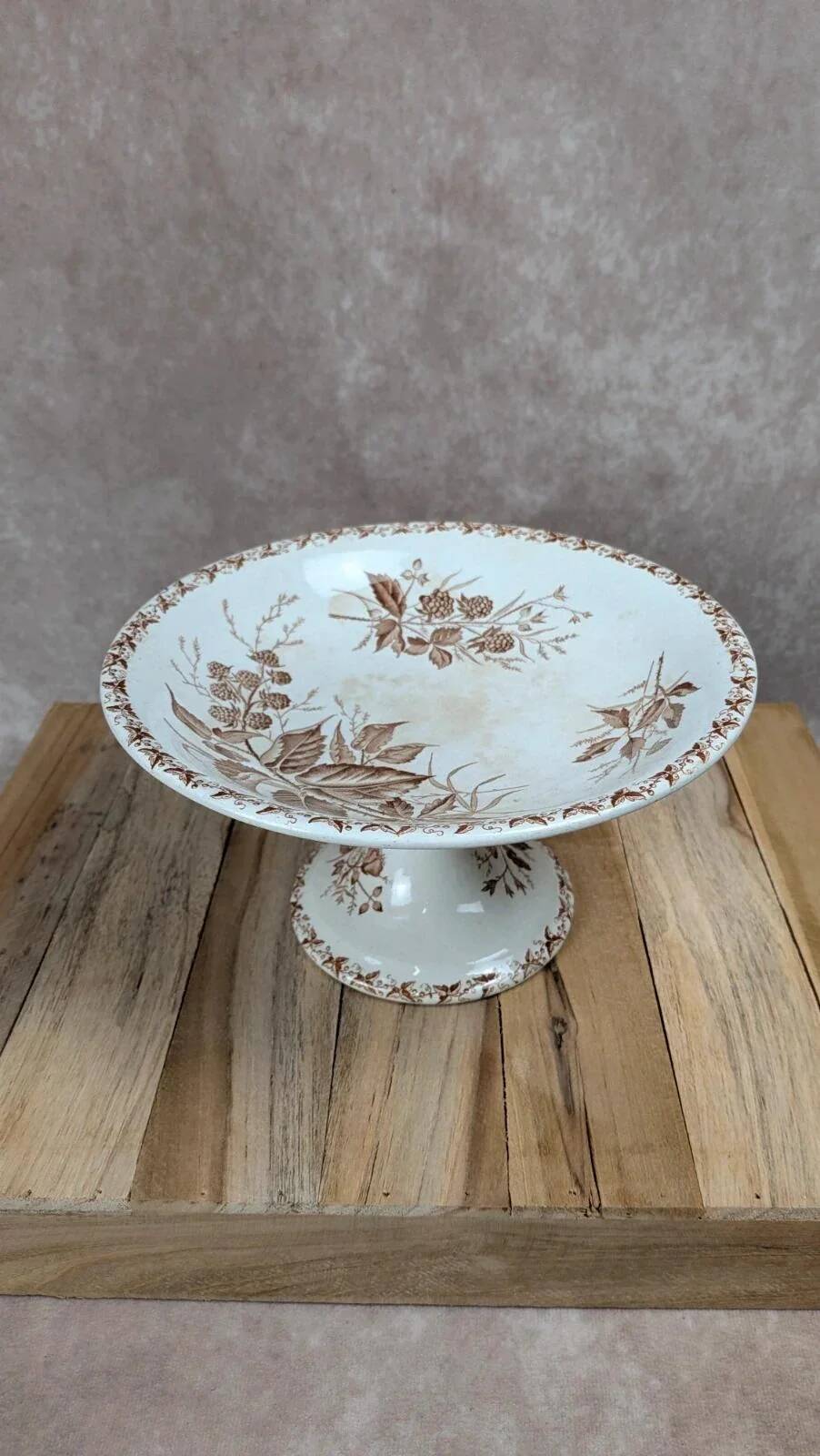 Antique compotier Badonviller model Blackberry in ironstone