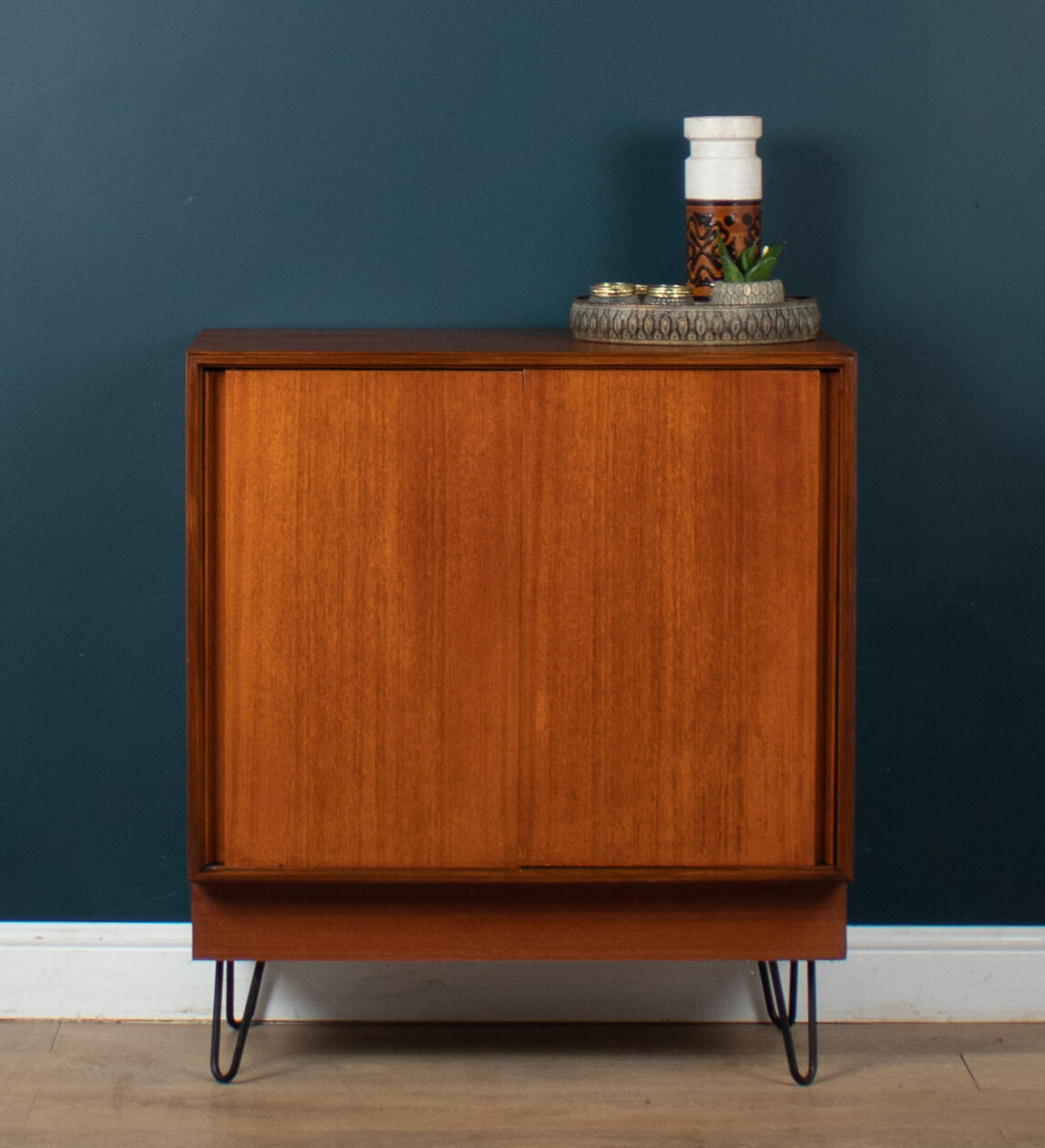Retro teak 1960s g plan form five sideboard cabinet on hairpin legs