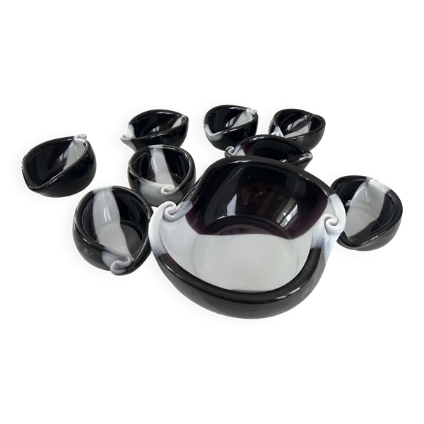Saladier et coupelles en verre Murano attribués à Alfredo Barbini