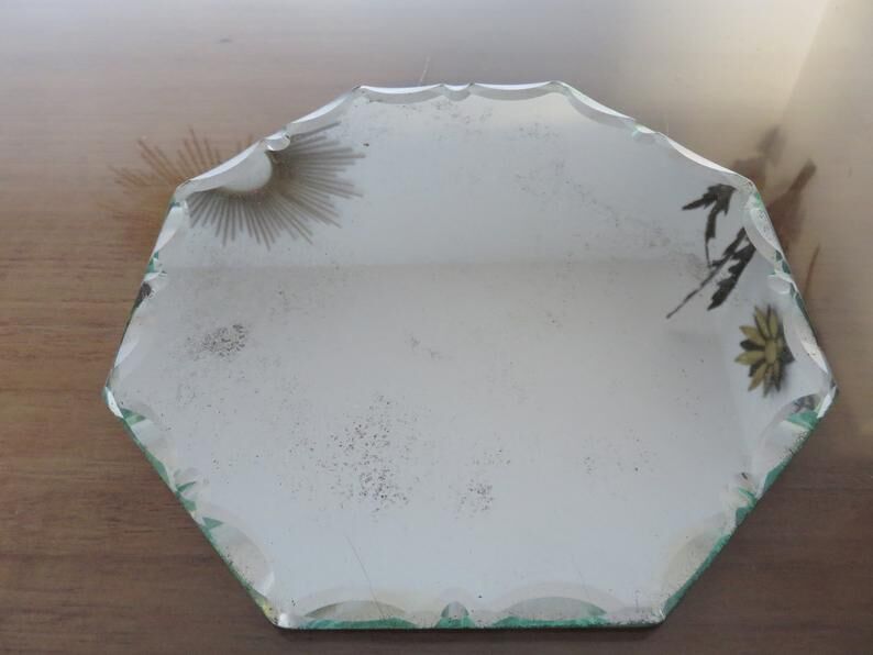Octagonal mirror bevelled art deco 40 50 21x21cm