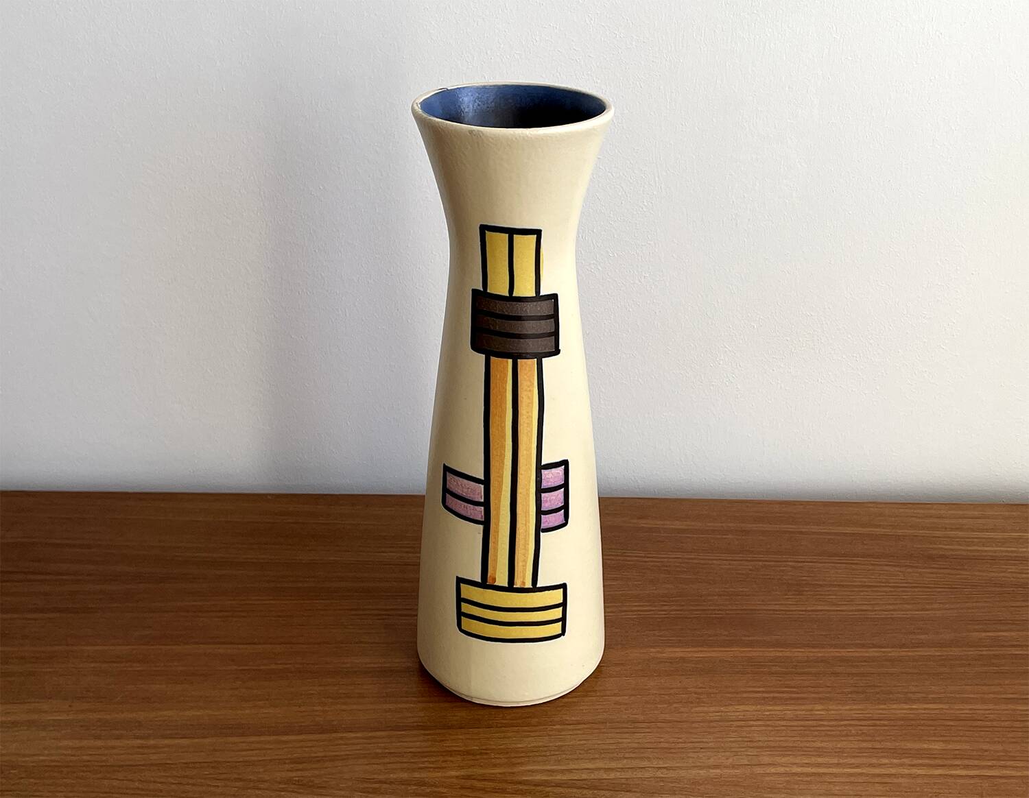Vase Diabolo VEB Haldensleben 3148B - Design cylindrique moderne du milieu du siècle de la RDA est-allemande