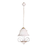 “Umbrella” Charming Murano Vintage White Chandelier in Murano Glass, 1980s