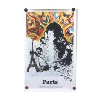 Dali Salvador original paris poster for sncf, 1970 - 99x62cm