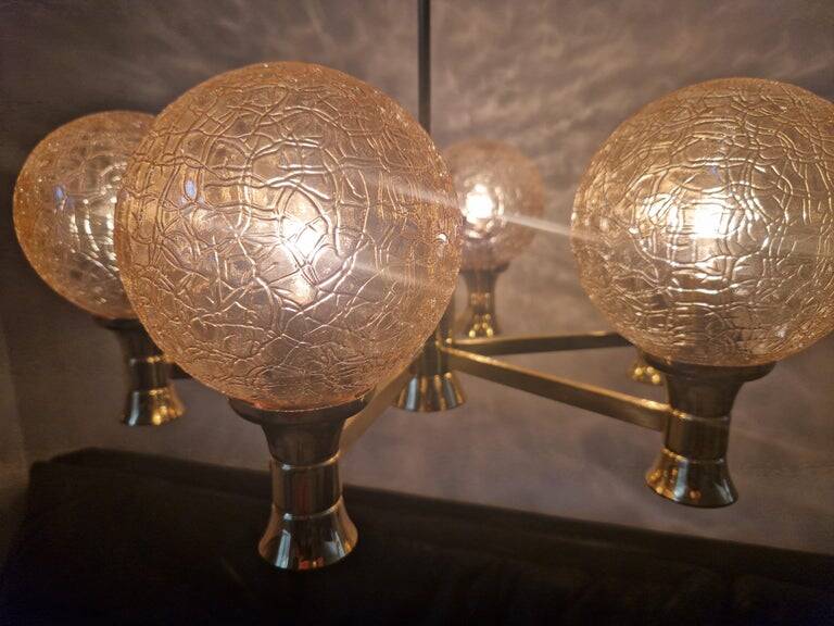 Mid-Century Brass Sputnik Chandelier, Germany, 1970s