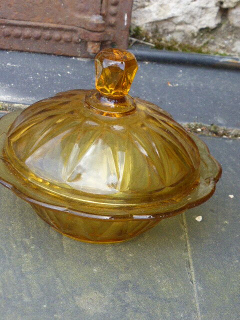 Old ochre yellow glass candy