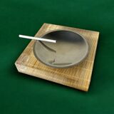 Lucite & rattan ashtray, Christian Dior style, 1970