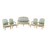 Salon de style Louis XV à chassis en bois doré. Circa 1880.