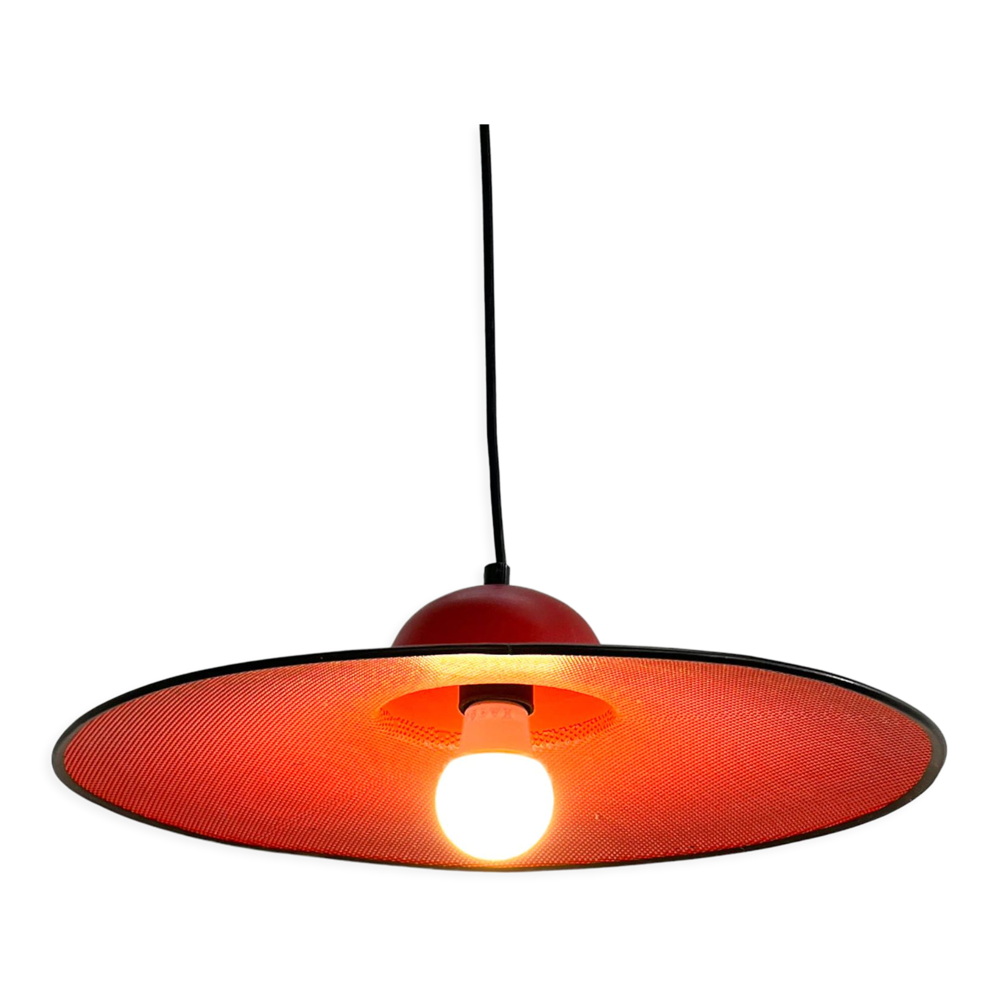 Red suspension lamp in perforated metal, 1970