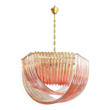 Glass Chandelier Arc in Pink Color With Gold Metal Frame