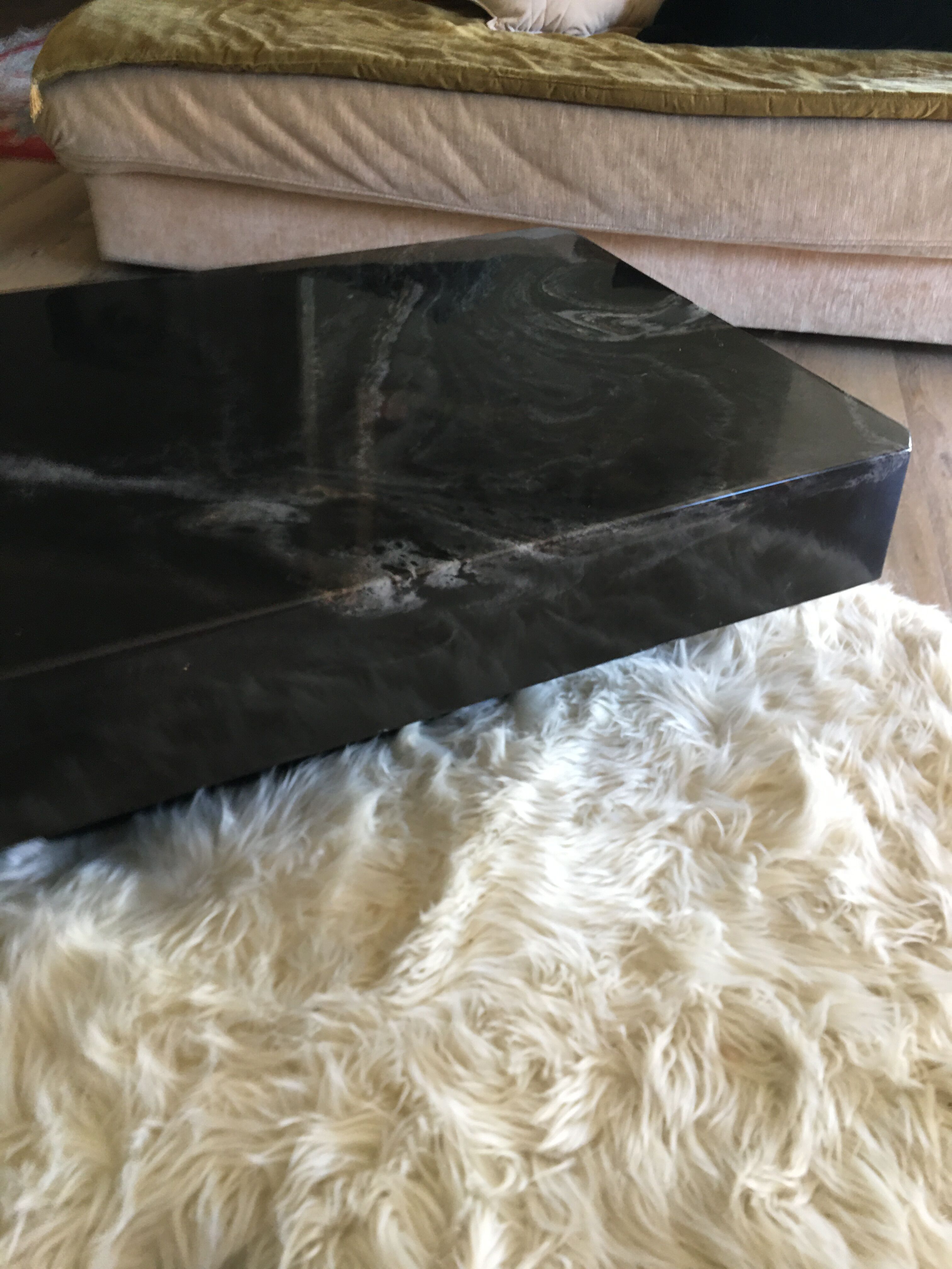 Coffee table 70s black marble effect