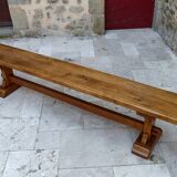 Pair of oak monastic community benches, France, early 20th century
