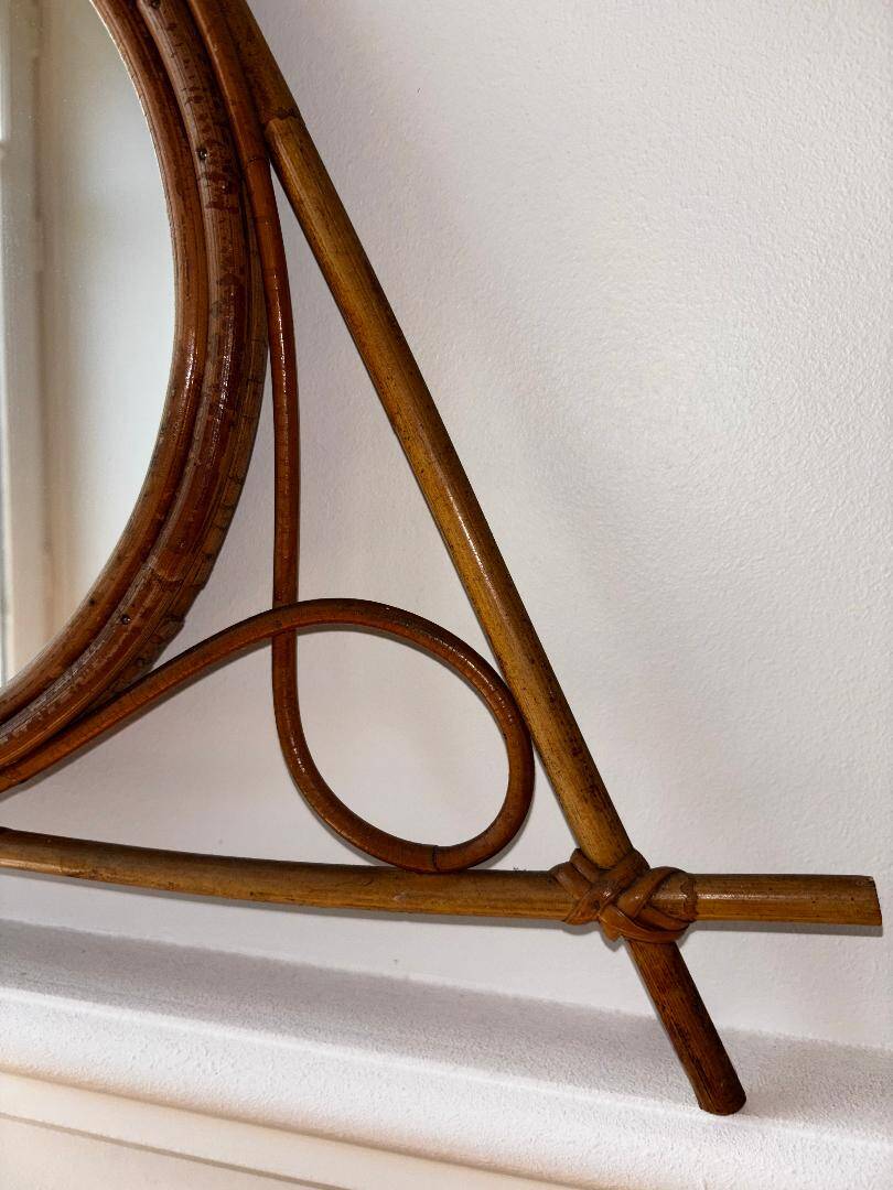 Vintage bamboo and rattan mirror – 1950s