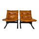 Vintage norwegian mid century leather Seista chairs by Ingmar Relling