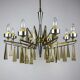 Large mid-century Italian sculptural chandelier in brass and glass, Italy, 1950s