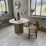 Octagonal travertine coffee table