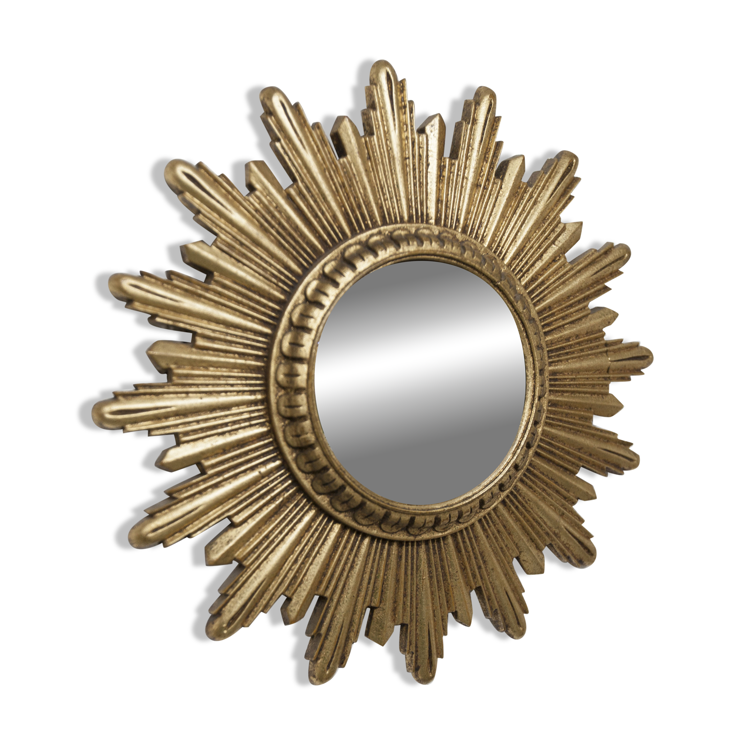 Vintage 1970s convex witch's eye sunburst mirror