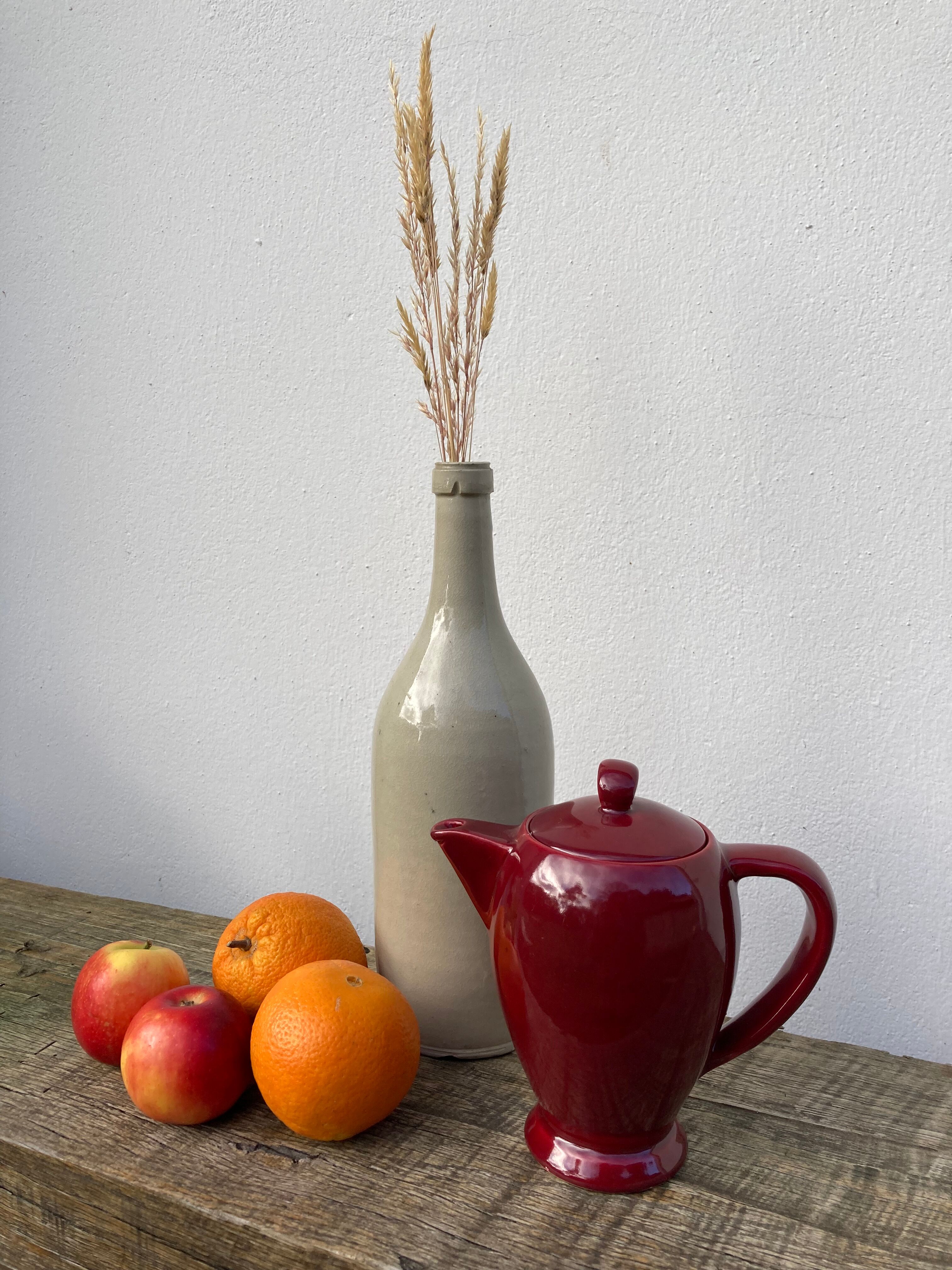 Vintage burgundy red teapot