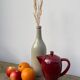 Vintage burgundy red teapot