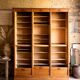 Oak workshop cabinet with curtains – antique triple column