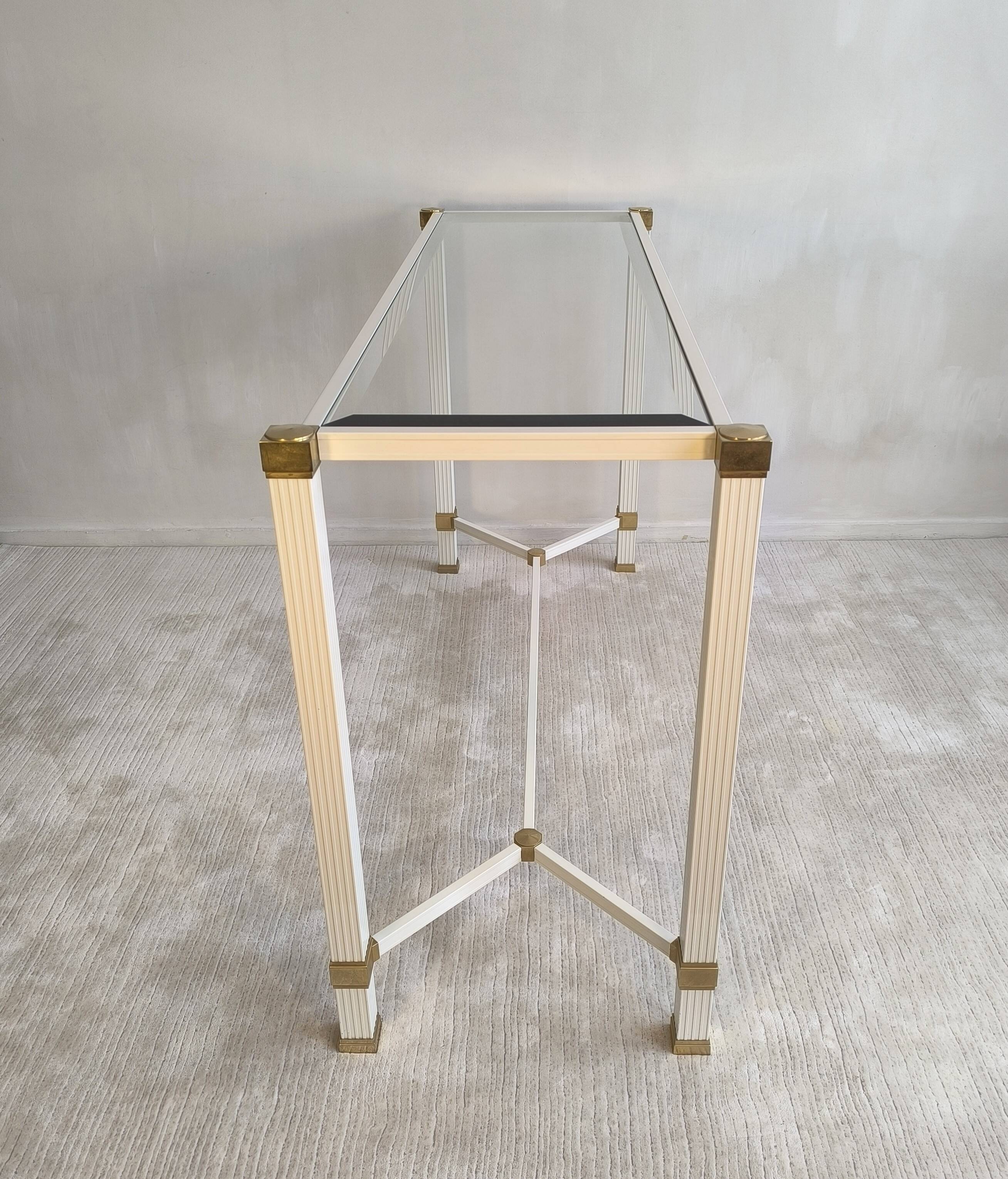 Iconic white console with designer spacer, signed Pierre Vandel Paris