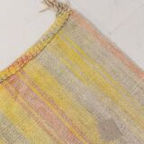5x7 Pale Red & Yellow Striped Kilim Rug, 147x229Cm