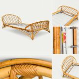 Rattan basket bed 90x190 vintage 1960