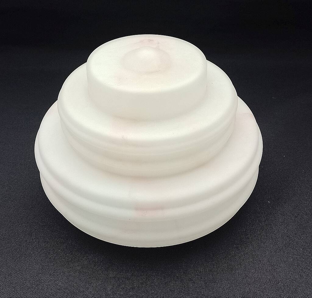 Art Deco Lampshade Glass Marbled Pattern White & Pink Birthday Cake